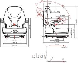 Hillvert Tractor Seat Forklift Seat 46 x 46 cm Heavy Duty Adjustable Suspension