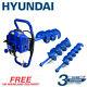Hyundai Petrol Earth Auger Ground Drill Fence Post Hole Borer + 3 Bits Hyea5080