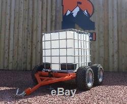 IBC Water Trailer Heavy duty 4 wheel towable water ATV bowser by Rock Machinery
