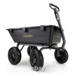 Lawn Tractor Yard Dump Cart Garden Wagon Utility Wheelbarrow Trailer Mower Black