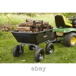 Lawn Tractor Yard Dump Cart Mower Trailer Garden Wagon Utility Wheelbarrow Black