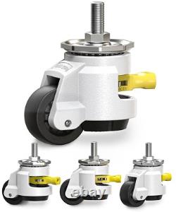 Leveling Castor Wheels Set of 4 Heavy Duty Retractable Casters, M12 and 1/2 Ste