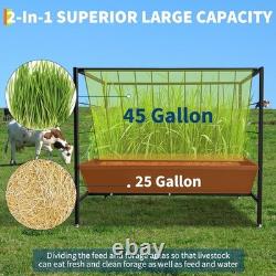 Pasture Hay Livestock Feeder 45 Gallon Heavy-Duty Hay Grain with 24Gallon Feed Pan