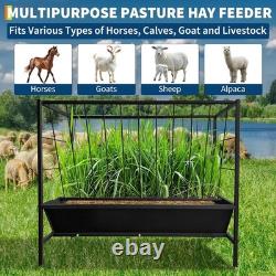 Pasture Hay Livestock Feeder 45 Gallon Heavy-Duty Hay Grain with 24Gallon Feed Pan