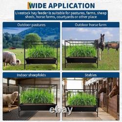 Pasture Hay Livestock Feeder 45 Gallon Heavy-Duty Hay Grain with 24Gallon Feed Pan