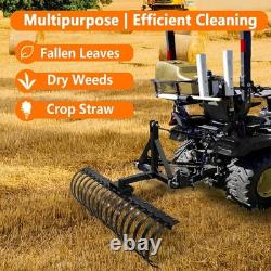 Pine Straw Rake Tow Behind Dethatcher With 17 Tines Attaches Lawn Tractor ATV/UTV