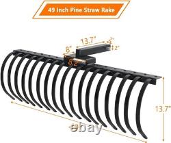 Pine Straw Rake Tow Behind Dethatcher With 17 Tines Attaches Lawn Tractor ATV/UTV