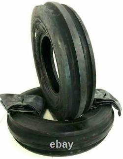 Set of 2 4.00-12 Front 3 Rib Tractor Tires with Tubes, Heavy Duty 4 PLY 400x12