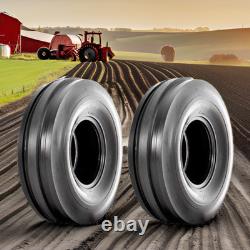Set of 2 4.00-12 Front 3 Rib Tractor Tires with Tubes, Heavy Duty 4 PLY 400x12