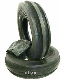 Set of 2 4.00-12 Front 3 Rib Tractor Tires with Tubes, Heavy Duty 4 PLY 400x12