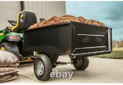 Steel Dump Cart Tractor Trailer Attachment Garden Yard Lawn Sheet Wall 10 cu ft