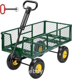 Steel Garden Cart Trolley Heavy Duty 410kg Steel Mesh Wagon Tow ATV Tractor UK
