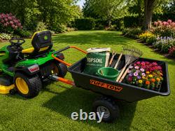 TUFF TOW TOW BEHING TARILER wTRACTOR TYRES & TOW BALL CONNECTOR & WHEELBARROW