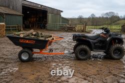 TUFF TOW TOW BEHING TARILER wTRACTOR TYRES & TOW BALL CONNECTOR & WHEELBARROW