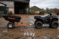 TUFF TOW TOW BEHING TARILER wTRACTOR TYRES & TOW BALL CONNECTOR & WHEELBARROW