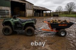 TUFF TOW TOW BEHING TARILER wTRACTOR TYRES & TOW BALL CONNECTOR & WHEELBARROW