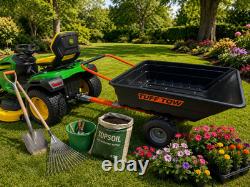TUFF TOW TOW BEHING TARILER wTRACTOR TYRES & TOW BALL CONNECTOR & WHEELBARROW