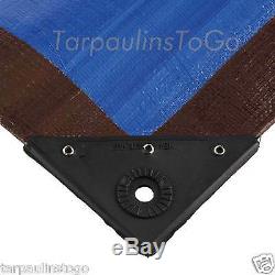 Tarpaulin Heavy Duty Ground Sheet Camping Tarp 185gsm Blue/Brown