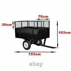 Tipping Trailer for Lawn Tractor 300 kg Load Heavy Duty Garden Trolley K2Z0 Soil