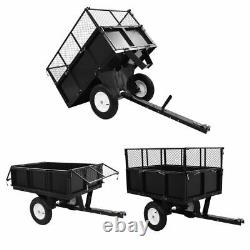 Tipping Trailer for Lawn Trolley Tractor 300 kg Load Heavy Duty K2Z0 Garden Soil