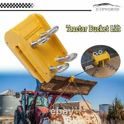 Tractor Bucket Lift Hook Heavy Duty Steel 3,000lbs Capacity Yellow with 4 screws