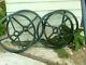 Vintage Shepherds Hut Cast Iron Wheels X 4 Big Heavy Duty All Same Size + Axles