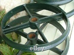 Vintage Shepherds Hut Cast Iron Wheels x 4 Big Heavy Duty all same size + axles