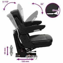 WALPLUS Tractor Seat with Suspension Black Heavy Duty Forklift Seat Cushion