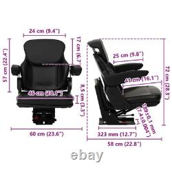 WALPLUS Tractor Seat with Suspension Black Heavy Duty Forklift Seat Cushion