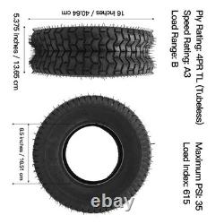 2 pièces de pneus 16x6.50-8 lourds 4 plis tubeless pour tracteur de jardin
