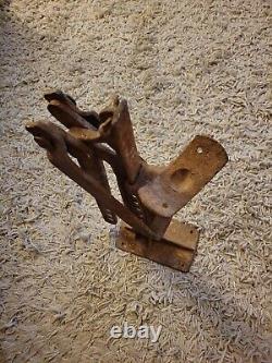 Ancien cric de train en fonte à cliquet pour tracteur 10 tonnes 1911 de service intensif.