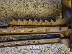 Ancien cric de train en fonte à cliquet pour tracteur 10 tonnes 1911 de service intensif.