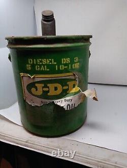 Ancienne J-D-D JD Tracteur agricole robuste John Deere bidon d'huile publicitaire de 5 gallons