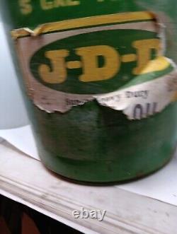 Ancienne J-D-D JD Tracteur agricole robuste John Deere bidon d'huile publicitaire de 5 gallons