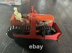 Années 1950 Marx Chenille Tracteur Bulldozer à remontage lourd en acier étamé Litho