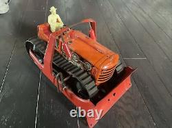 Années 1950 Marx Chenille Tracteur Bulldozer à remontage lourd en acier étamé Litho