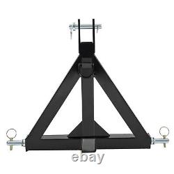 Attelage de remorque de catégorie 1 avec barre de traction pour tracteur à 3 points et récepteur de 2 pouces, résistant et durable, couleur noire.