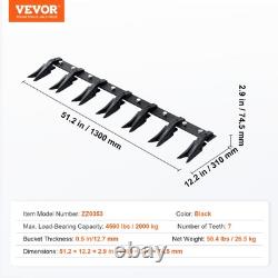 Barre de dent de seau robuste 53 pour chargeur de tracteur sous-compact 4560 lbs 1/2 Fit
