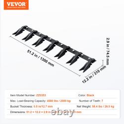 Barre de dents de seau de tracteur robuste de 53 pouces pour chargeur sub-compact de 4560 lbs
