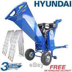 Déchiqueteuse À Bois Essence 7cv Hyundai Heavy Duty Start Électrique Rampes Hych7070e-2 Inc