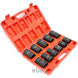 Ensemble de douilles à chocs robustes SAE et métriques de 11 pièces 1 po pour camions et équipements agricoles.