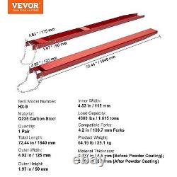 Extensions de fourche de chariot élévateur 72x4.5 pouces Pour palettes lourdes Adapté aux fourches jusqu'à 4.2