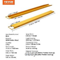 Extensions de fourches pour chariots élévateurs 72x4,5 pouces pour palettes lourdes Convient aux fourches jusqu'à 4,2.