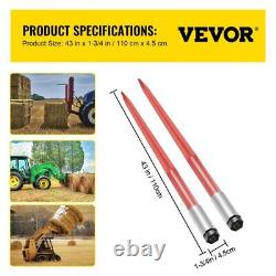 Fourche à foin Bale Spear de 43 pouces, capacité de 3000 lb, robuste, attache rapide