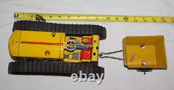 Marx Toys Tracteur à remontage Caterpillar Diesel avec remorque wagon en métal étain robuste