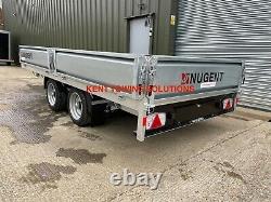 New Nugent Heavy Duty Platbed F3717h Remorque +dropsides 12'2 X 5'7 3500kg Mgw