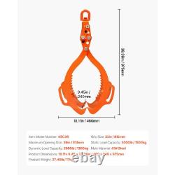 Pinces de levage à bûches de 36 pouces, grappin en acier à 4 griffes, outil de manutention du bois robuste