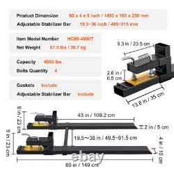 Pinces de palette robustes de 2000 lbs avec barres de stabilisation ajustables de 43 pouces pour