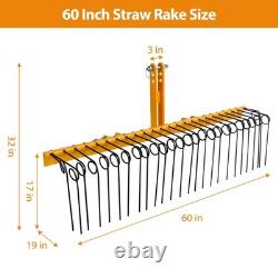 Râteau à paille en acier robuste de 60'' pour attelage 3 points pour tracteurs Cat-0 et Cat-1