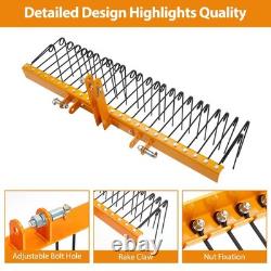 Râteau à paille en acier robuste de 60'' pour attelage 3 points pour tracteurs Cat-0 et Cat-1